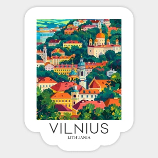 A Pop Art Travel Print of Vilnius - Lithuania Sticker